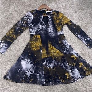 HUNTER BELL Black and Gold Long Sleeve Dress